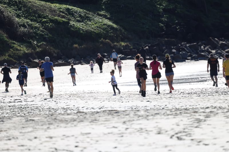 Ballina Athletics Club members at Shelly Beach