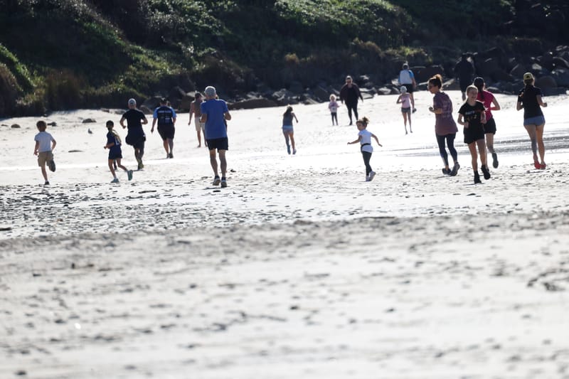 Ballina Athletics Club members at Shelly Beach